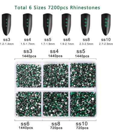Beadsland 7200PCs Flatback Rhinestones - Clear Round Crystal Gems for Handicrafts Mixed Sizes with Wax Pencil Kit Emerald Green SS3-SS10 - Buy Online on GoSupps.com