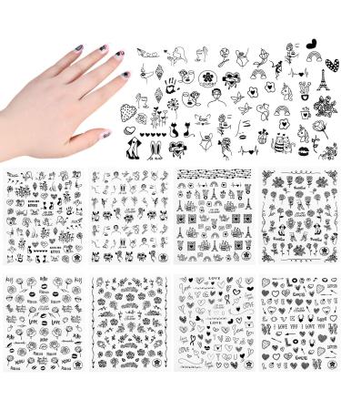 for Acrylic Nails Self-Adhesive Nail Decoration Manicure Nail Art Decals Black Rose Nail Stickers Nail Art(Type 3) - Buy Online on GoSupps.com