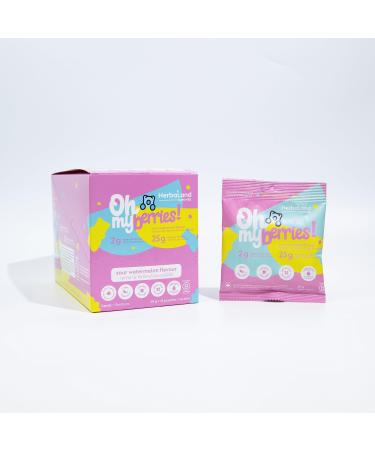 Herbaland Oh My! Gummies Snacks Low-Sugar High-Fiber Vegan Gluten-Free 12 x 50g (Box of 12) Compostable Pouch Sour Watermelon Flavor