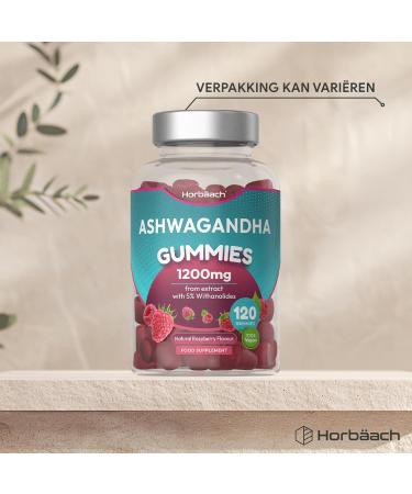 Horbaach Ashwagandha Gummies 1200mg Ashwagandha extract per daily serving 120 vegan gummies for 2 months supply with 5 Withanolides Natural Raspberry Flavor Horbach - Buy Online on GoSupps.com