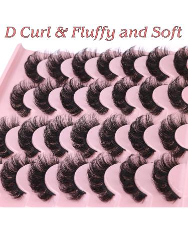 D Curl Fluffy Wispy Mink False Eyelashes - Natural Look Russian Strip Lashes - 14 Pairs (16mm) - Short Fake Eye Lashes for Dramatic Volume - Buy Online on GoSupps.com