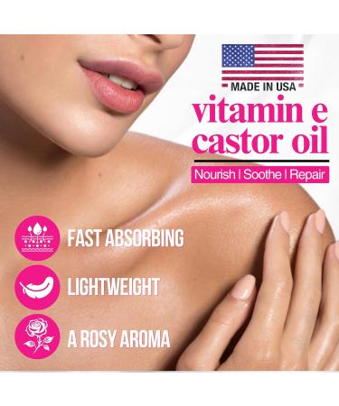 Organic Vitamin E Oil for Scars Stretch Marks Wrinkles & Cellulite - Natural Hydrating Skincare with Castor Rosehip & Jojoba - Face & Body Treatment - Buy Online on GoSupps.com