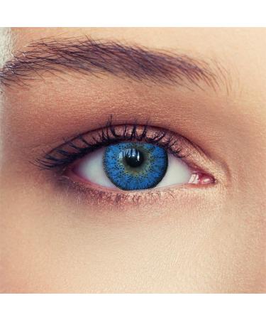Shop Design Lens Blue Contact Lenses - Natural Look Monthly Wear Free Storage Case 0.0 Diopters - Buy Online on GoSupps.com