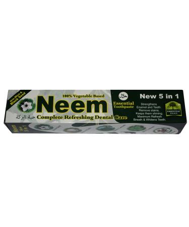Neem 5 in 1 Active Formula Toothpaste 6.5 oz with Mint. 100% Vegetable Base.