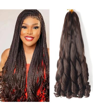 8 Packs French Curly Braiding Hair 22 Inch Loose Wave Spiral Curly Crochet Hair for Black Women Pre Stretched Braiding Hair with Curly Ends (22 inch 4#) 22 Inch(pack of 8) 4#