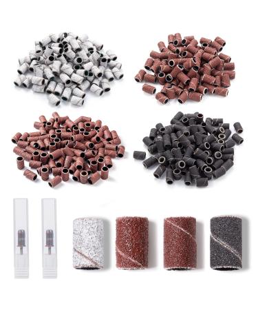 iTGOOS 200 Pieces Sanding Bands and 2 Pieces Electric Nail Drill Bits for Professional Manicure and Pedicure Portable Manicure Pedicure Kit with Sanding Bands and Nail Drill Bits 80# 120# 180# 240#