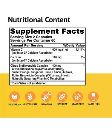 Buy American Health Ester-C 500 mg with Citrus Bioflavonoids - 120 Capsules - Buy Online on GoSupps.com