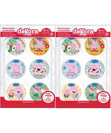 Dekora - 12 Mini Pig Edible Discs for Cupcakes Muffins or Cookies cake toppers - 5.8 cm