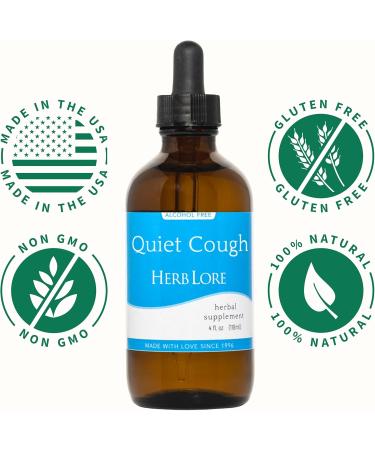 Herb Lore Quiet Cough Tincture - Mullein Leaf Drops for Lungs - Soothes Dry & Productive Coughs - 4 fl oz - Buy Online on GoSupps.com