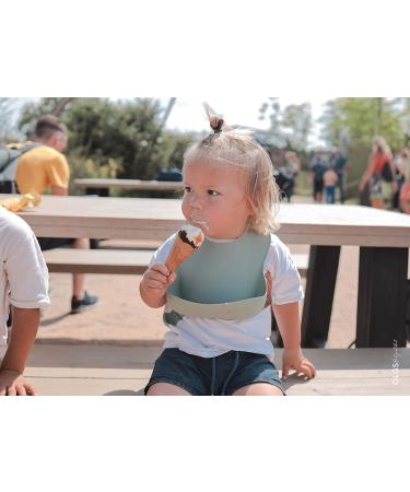 Olgs Silicone Baby Bibs with Collecting Bowl | BPA-Free Waterproof & Washable | Ergonomic Baby Feeder Bibs for Boys & Girls in Sage & Eucalyptus Green - Buy Online on GoSupps.com