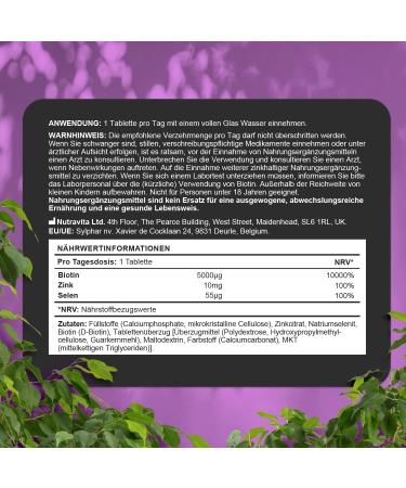 Buy Biotin + Selenium + Zinc Tablets for Skin Hair & Nails - 365 Vegan Tablets for Hair Growth - High Dose Hair Vitamins - Nutravita Lab Tested - Buy Online on GoSupps.com