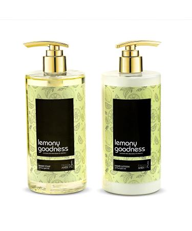 Luxury Lemon Citrus Hand Soap Set - 16 fl oz Aromatic Nourishing Formula in Wooden Holder | Perfect Mother's Day Gift for Mom - Soft & Clean Skin - Buy Online on GoSupps.com