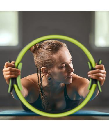 Bluefinity Pilates Ring - Green Resistance Fitness Ring 37cm with Exercises & Padded Double Handles - Ideal for Yoga & Strength Training - Buy Online on GoSupps.com