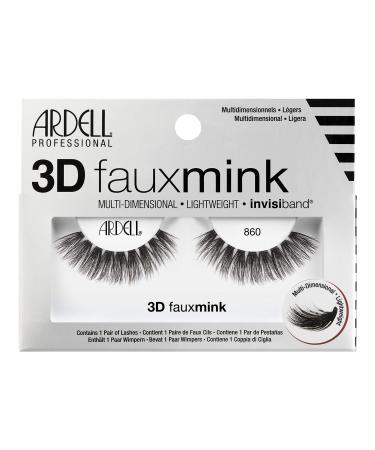 Ardell 3D Faux Mink (Style 860) - Artificial eyelashes made of synthetic hair for emphasized eyes and more volume |Band eyelashes for gluing natural fake lashes vegan ultralight & reusable - Buy Online on GoSupps.com