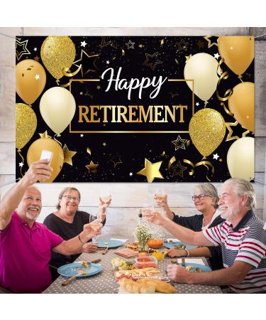 Extra Large Black and Gold Retirement Party Banner | 70.8 x 43.3 Inch Fabric Backdrop Decor with Rope | Perfect Retirement Party Decorations - Buy Online on GoSupps.com