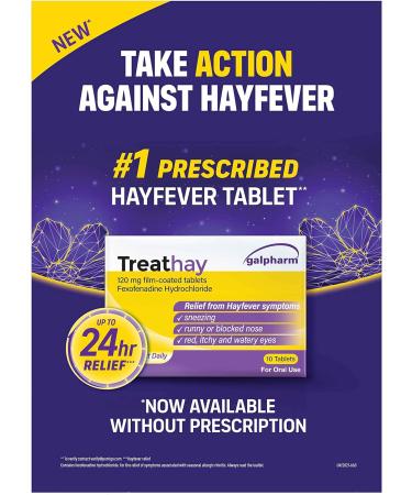 Galpharm Treathay Hayfever Relief Fexofenadine 30 Count - Fast-Acting Allergy Relief - Buy Online on GoSupps.com