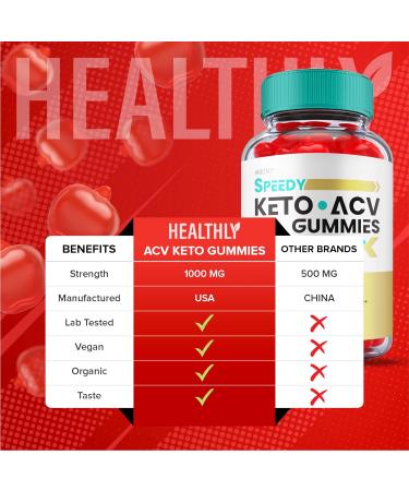 Speedy Keto ACV Gummies - Maximum Strength 1000mg Vegan Formula (60 Gummies) - Buy Online on GoSupps.com