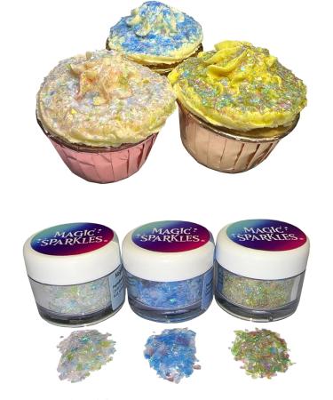 Magic Sparkles Edible Glitter Flakes - Unicorn Sparkles Collection. Perfect For Decorating Cakes Snacks And More! (Pack Of 3 : 3g Per Pot) - Buy Online on GoSupps.com