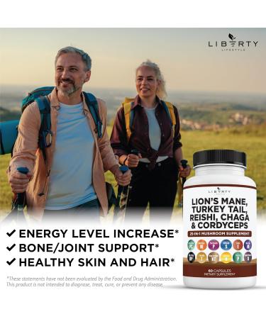 Lions Mane Mushroom Supplement with Turkey Tail Reishi Cordyceps Chaga with Marshmallow Root - 3-Pack 180 Capsules (Pack of 3) - Buy Online on GoSupps.com