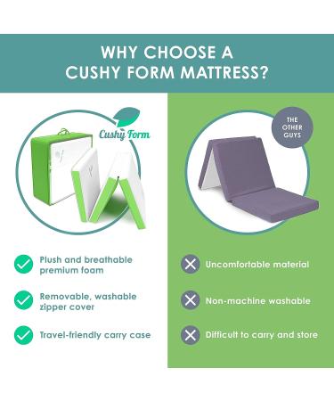 Cushy Form 4 Inch Foldable Foam Floor Mattress for Camping and Travel - Portable Bed for Adults & Kids - College Dorm Room Essentials - Buy Online on GoSupps.com