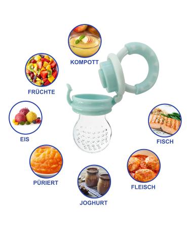 BEBI BORN Baby Fruit Teat - 1 Teat + 3 BPA-Free Silicone Teats (3-24 Months) | Safe & Versatile Fruit Teat for 4+ Months | Blue Teat with Usage Instructions - Buy Online on GoSupps.com