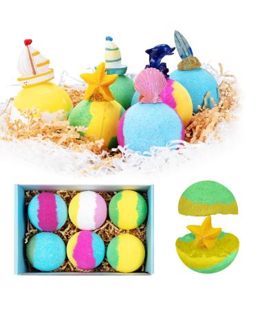Bath Bombs with Surprise Inside  Nuoya Organic Bath Bombs for Kids  6PCS Natural Bubble Bath for Kids Handmade Moisturizing Shower Bombs  Birthday Christmas Easter Gifts for Boys and Girls