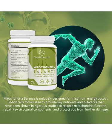 TRUE PROTOCOLS - Mitochondria Balance - L-Carnitine (250mg) + CoQ10 (100mg) + PQQ (2.5mg) + Vitamins B1 B2 B3 B5 B12 + Folic Acid - 90 Non-Laxative & High Absorption Vegan Capsules - Restore Mitochondrial Function + Improve Energy Levels - 100% Non-GMO Su - Buy Online on GoSupps.com