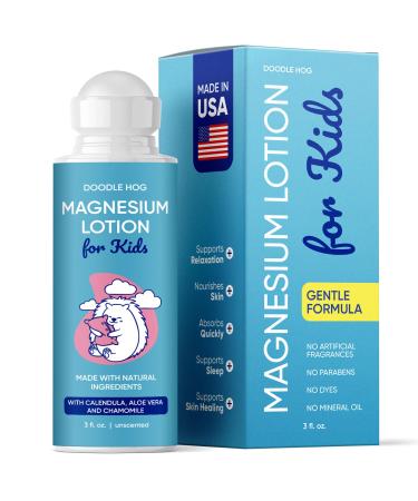 DOODLE HOG Magnesium Lotion for Kids With Calendula Aloe Vera and Chamomile Magnesium Lotion for Sleep Made in USA Kids Roll-On Application 3 fl oz