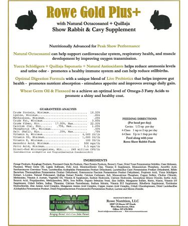 Rowe Gold Plus+ Rabbit & Cavy Supplement 2.2LB - Nutrient-Enriched Formula - Buy Online on GoSupps.com