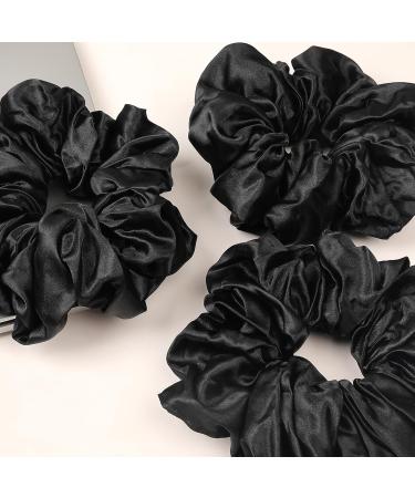Black Scrunchies Hair Ties for Women - Big Satin Scrunchie Exra Large Jumbo Gaint Oversized Cute Scrunchy for Curl Thick Hair Ligas Para el Cabello De Mujer Decorations Hair Accessories - Buy Online on GoSupps.com