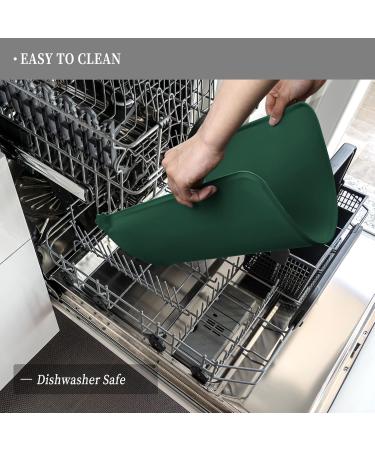 Reopet Silicone Pet Feed Mat - Waterproof Dog & Cat Mat with Elevated Edges - 60x40 cm (1-Pack) - Hunter Green - Buy Online on GoSupps.com