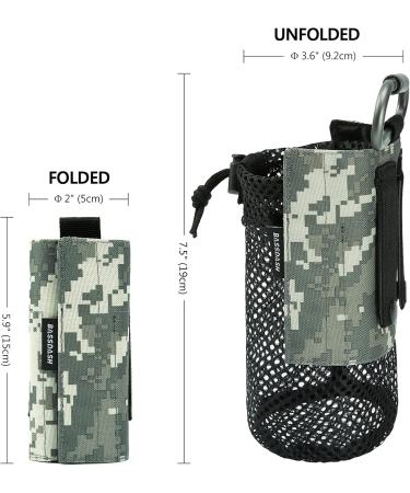 Buy Bassdash Tactical MOLLE Water Bottle Bag - Foldable Mesh Holder with Carabiner for Travel Fishing Hiking & Outdoor Activities | Jungle Camouflage - Buy Online on GoSupps.com