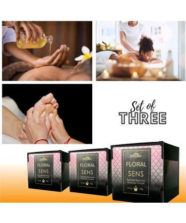 Floral Scented Beeswax Body Massage Candle Set - Low Heat Oil Warmer & Skin Safe Moisturizer - 3 x 0.7 oz | Hot Flowers - Buy Online on GoSupps.com
