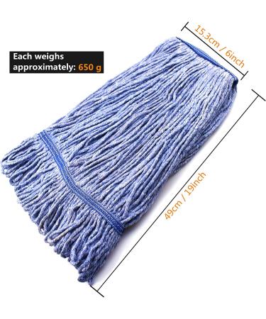 String Mop Heads Replacement Heavy Duty Commercial Grade Blue Cotton Looped End Wet Industrial Cleaning Mop Head Refills (3  Large) 3 Pieces Large (Pack of 3) - Buy Online on GoSupps.com
