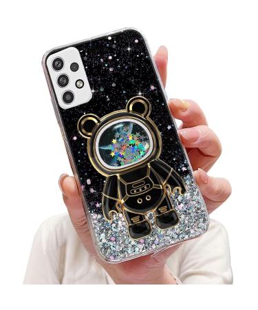Tivenfezk Nadoli for Samsung Galaxy A52 4G/52S Treisand B r Astronaut Hidden Stand Shell caricature glitter astronaut stand soft silicone bling cell phone case.