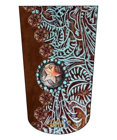 Amputee Sock BTKA Western Tooled Pattern V6" 3PLY Residual Wound Over Shrinker Sock sm-xtra lrg