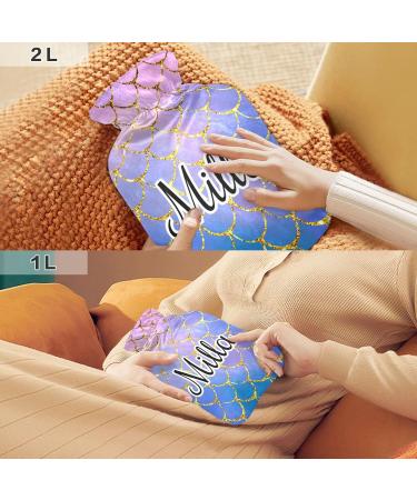 Personalized Colorful Mermaid Fishing Scales BPA-Free 2L Hot Water Bottle for Pain Relief | Hot & Cold Therapy - Buy Online on GoSupps.com