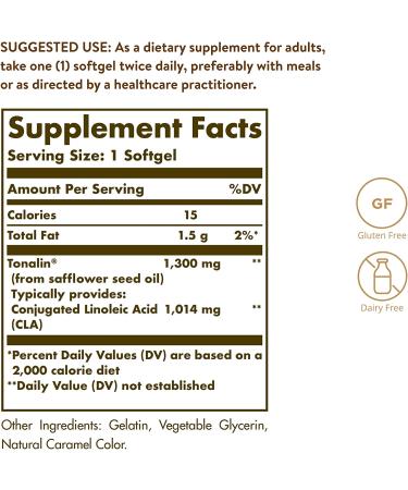 Buy Solgar Tonalin CLA 1300 mg - 60 Softgels for Weight Management - Buy Online on GoSupps.com