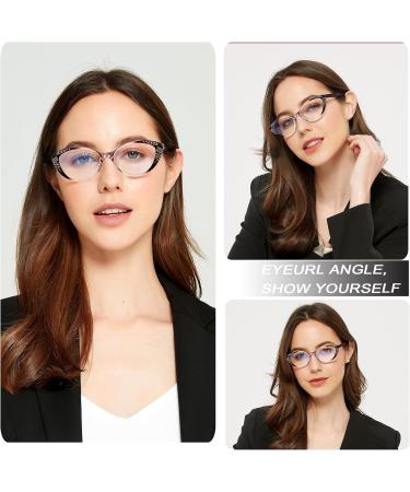 Shop EYEURL 3 Pack Cat Eye Reading Glasses - Blue Light Blocking Rhinestone Coating Spring Hinges +2.50 Magnification - Stylish Eyewear for Women - Buy Online on GoSupps.com