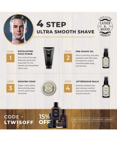 Lather & Wood Sandalwood Shaving Soap - Luxury Tallow Cream for Wet Shaving - 4.6 oz - Buy Online on GoSupps.com