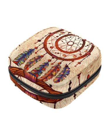 Menstruation bag with zipper women's napkin bag tampons collection bags for women and girls (ethnic tribal dream catcher)