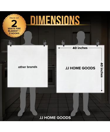 JJ Home Goods Fire Blanket 40x40 (Pack of 2) with Hooks - Emergency Fire Suppression Blanket for Home & Kitchen Use - Buy Online on GoSupps.com