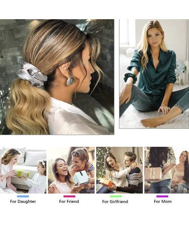 Silk Scrunchies for Hair - No Crease Hair Ties for Thick Curly Hair | Soft Ponytail Holders in White, Black, Navy, Gray - Buy Online on GoSupps.com