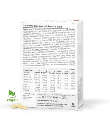 Darmflora Plus Select Intensive | Dr. Wolz | High-Dose Bacterial Cultures + Vitamins B6 & B12 | Healthy Mucous Membranes | 80 Capsules - Buy Online on GoSupps.com