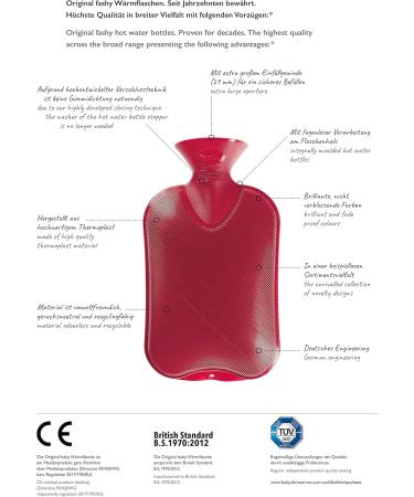 Fashy Heart Hot Water Bottle 0.7L with Faux Fur Cover - White Red | Comfort & Warmth for All - Buy Online on GoSupps.com