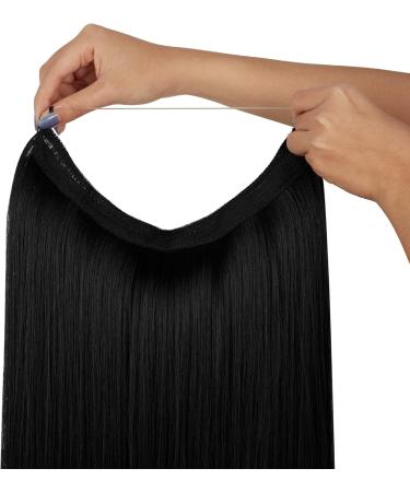 Halo Hair Extensions Invisible Secret Wire Hair Extensions One Piece Long Straight Synthetic Hairpieces for Women Natural Heat Temperature Fiber (22 Inch Dark Black) 22 Inch Dark Black-Straight - Buy Online on GoSupps.com