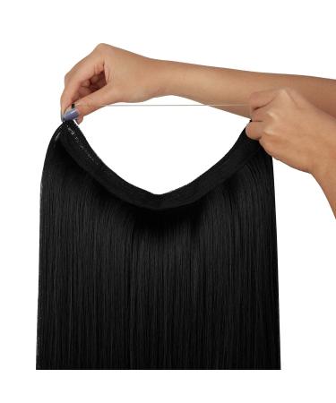 Buy Hidden Halo Hair Extensions - Invisible Wire Curly & Straight Synthetic Hair 22 Inch Dark Black - Pack of 1 - Buy Online on GoSupps.com