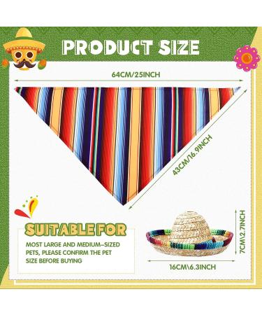 Cinco de Mayo Dog Bandana Set with Sombrero Headbands | Colorful Serape Mexican Dog Gift for Small Medium Pets - Buy Online on GoSupps.com