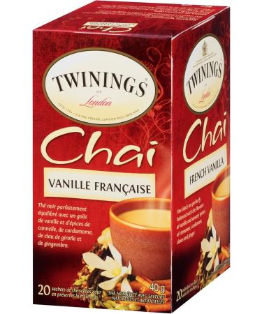 Twinings Chai French Vanilla Individually Wrapped Tea Bags | Naturally Caffeine-Free | Black Tea with Vanilla and Savoury Spices | 20 Count (Pack of 6) | Enjoy Hot or Iced French Vanilla 20 Count (Pack of 6) - Buy Online on GoSupps.com