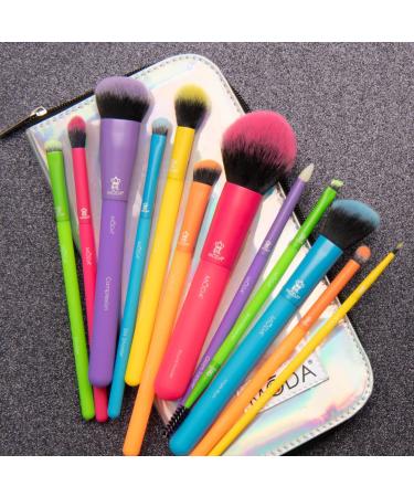 MODA Totally Electric 13pc Full Face Makeup Brush Set with Zip Case - Powder, Complexion, Blush, Shader, Smudger & Crease Brushes (Multi-colored) - Buy Online on GoSupps.com